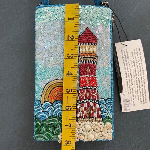 Bamboo Trading Company Club Bag Crossbody Sequins Beads Shells Beachy Resortwear - Picture 10 of 11